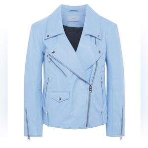 VIAVIA Leather Moto Jacket in Clear Sky Blue NWOT